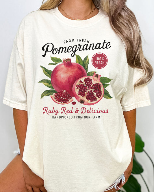 Retro graphic pomegranate shirt in natural colors