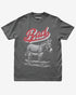 Pepper “Badass Donkey On Skateboard” funny retro skate pun shirt flat lay.