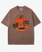 Espresso-colored Black Cats in Pumpkin Shirt โ retro graphic tee with two black cats inside a carved Halloween pumpkin