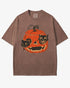 Espresso-colored Black Cats in Pumpkin Shirt โ retro graphic tee with two black cats inside a carved Halloween pumpkin