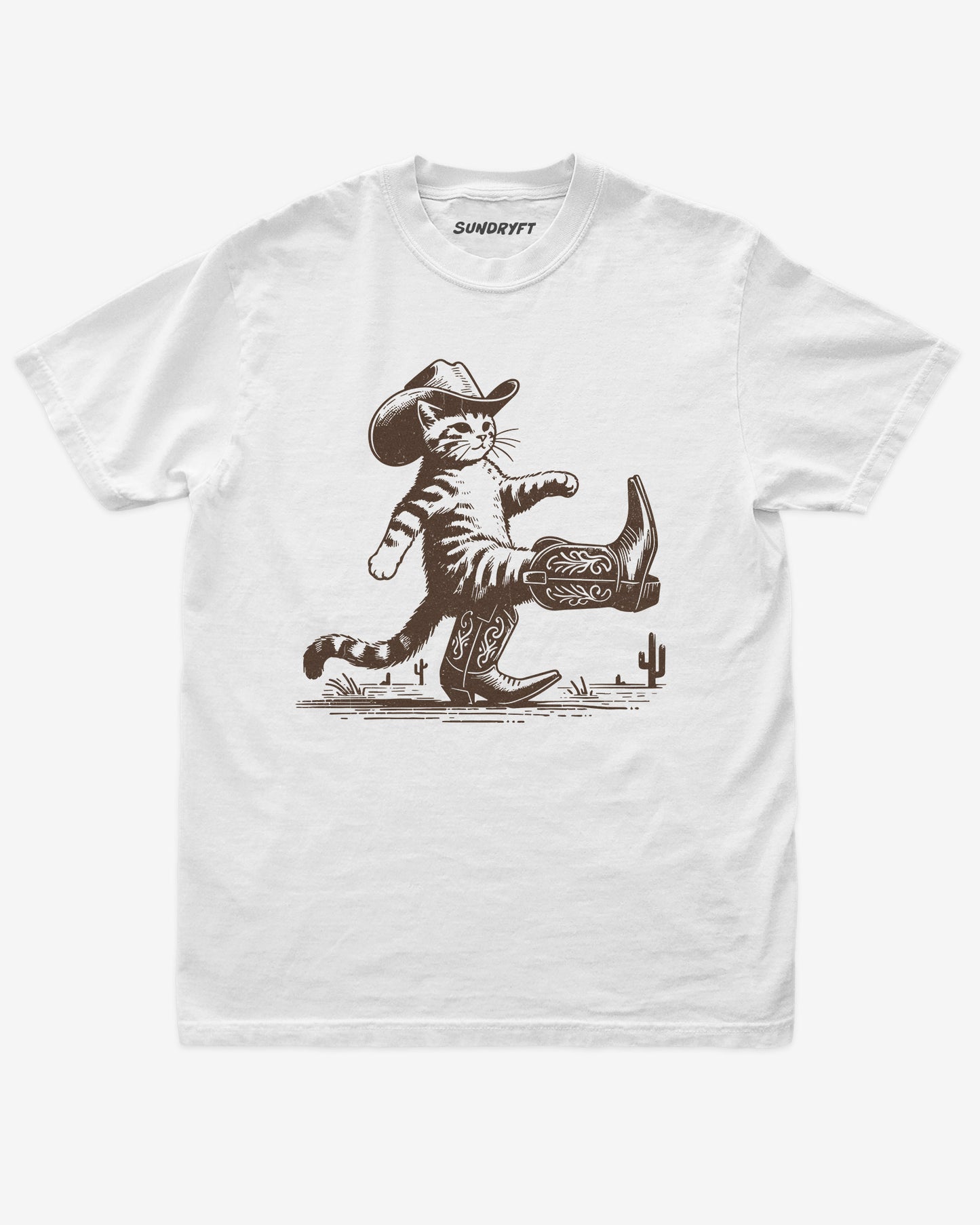 Cowboy Cat graphic tee in white