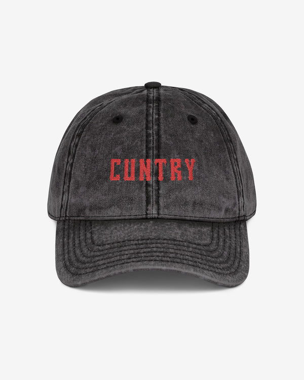 Cuntry embroidered vintage cap in black