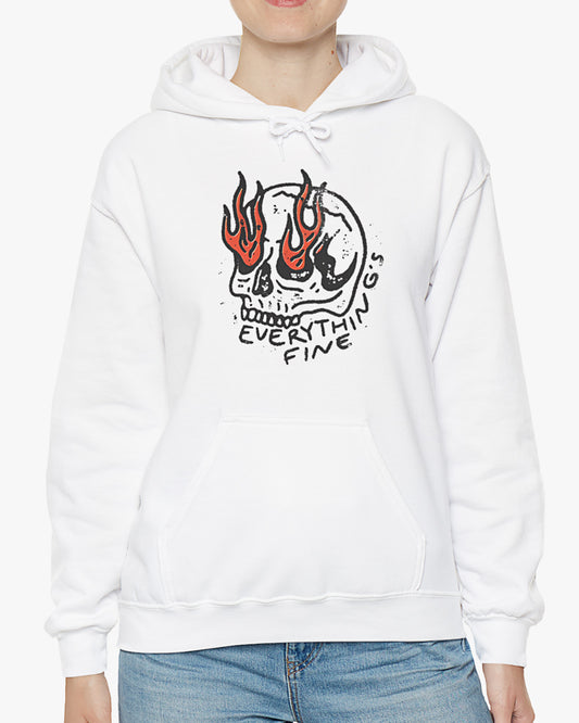 everything is fine hoodie in white color