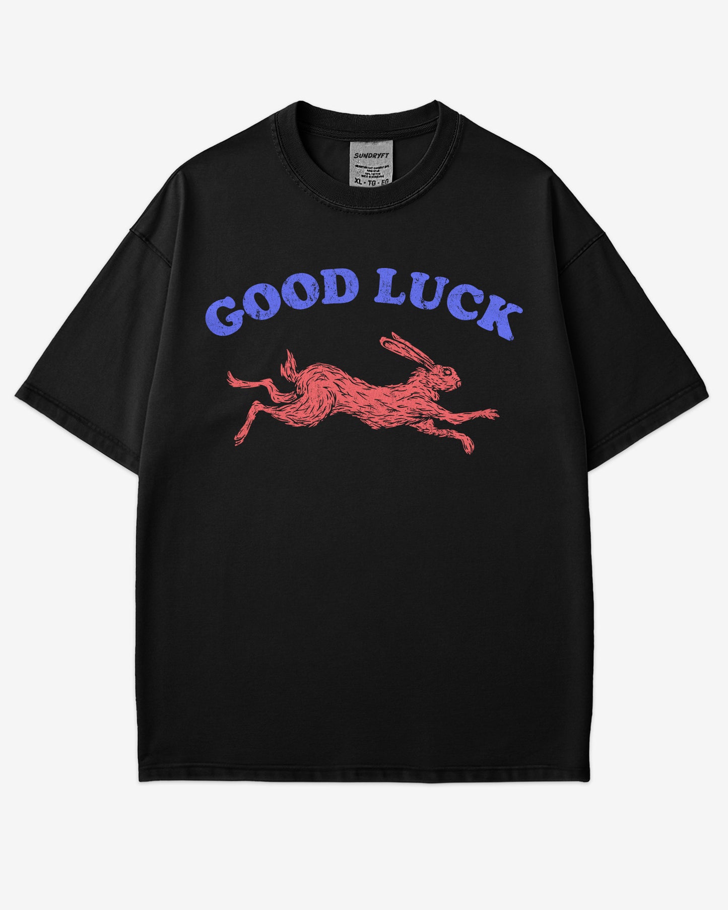 Good Luck Shirt in black – retro rabbit graphic tee with Western-inspired design, unisex cotton vintage style shirt