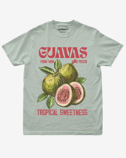 Guavas Fruit Shirt retro vintage graphic tee flat lay in bay color