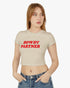 Woman wearing sand beige 'Howdy Partner' baby tee