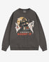 Flat lay pepper sweatshirt with phrase ‘If You’ve Got It Haunt It’ and retro graphic of two ghosts and a haunted house.