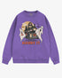 Flat lay violet sweatshirt with phrase ‘If You’ve Got It Haunt It’ and retro graphic of two ghosts and a haunted house.