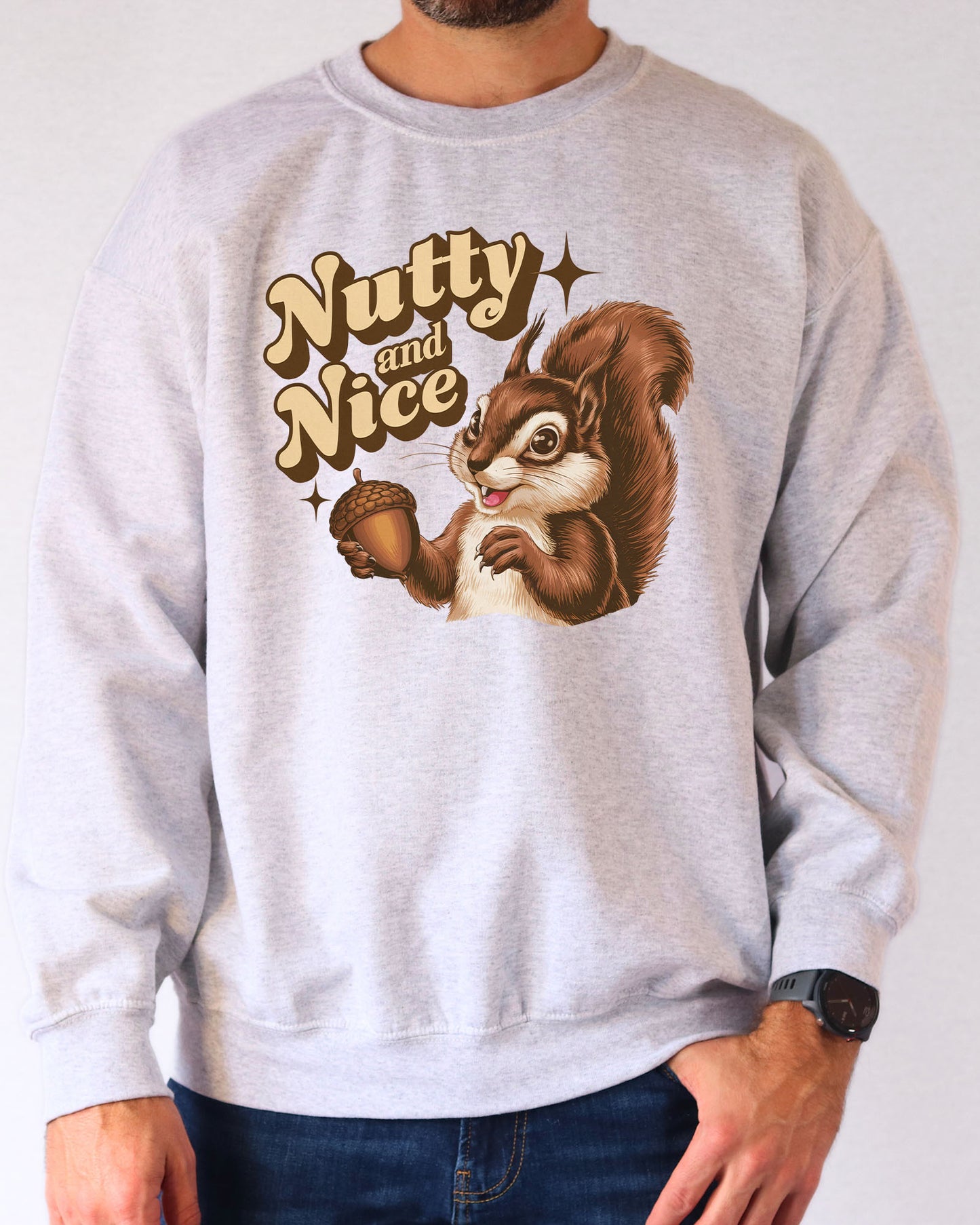 Nutty And Nice Squirrel Graphic Sweatshirt - Ash