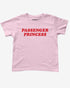 Flat lay light pink y2k baby tee with retro text "Passenger Princess"