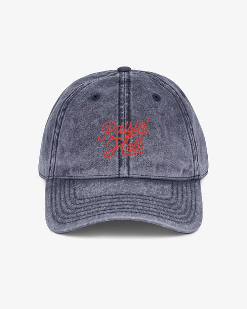 Raisin' Hell embroidered vintage cap in navy color