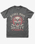 Pepper “Rebel Mom Society” shirt with rock skull and flames graphic flat lay.