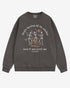 They’re Burning All The Witches Sweatshirt flat lay pepper color retro graphic with skeletons dancing in fire