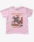 Flat lay light pink baby tee with retro country western graphic and text Tough As A Tumbleweed Sweet As Sugar