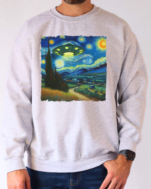 UFO Starry Night Sweatshirt - Ash