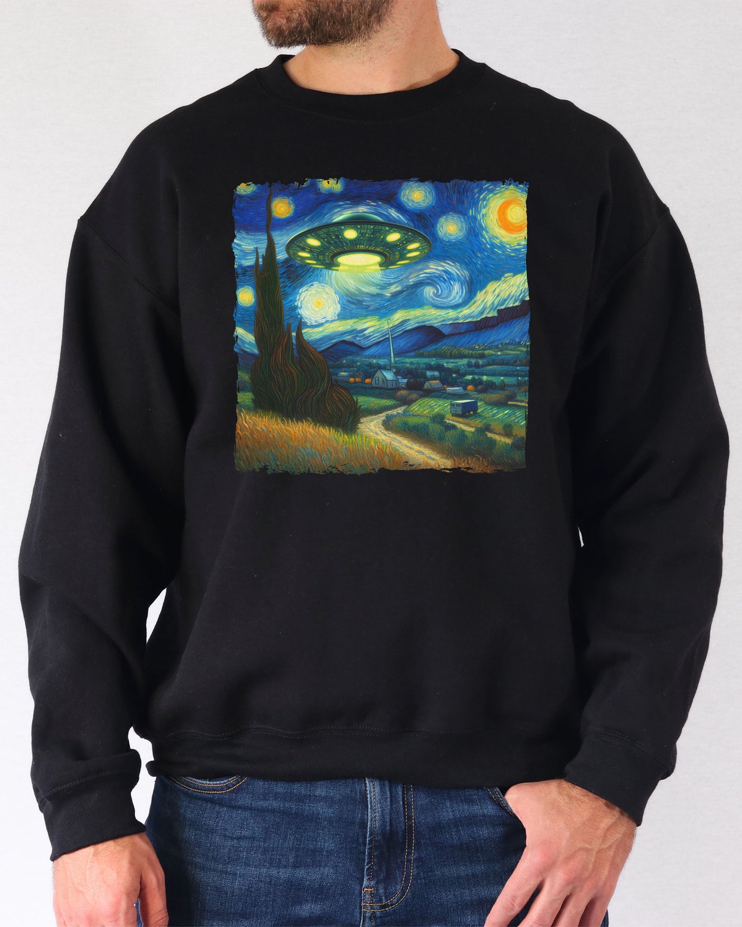 UFO Starry Night Sweatshirt - Black