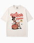 Flat lay ivory color 'Witch Relax' shirt with funny retro Halloween witch graphic.
