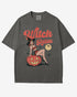 Flat lay pepper color 'Witch Relax' shirt with funny retro Halloween witch graphic.
