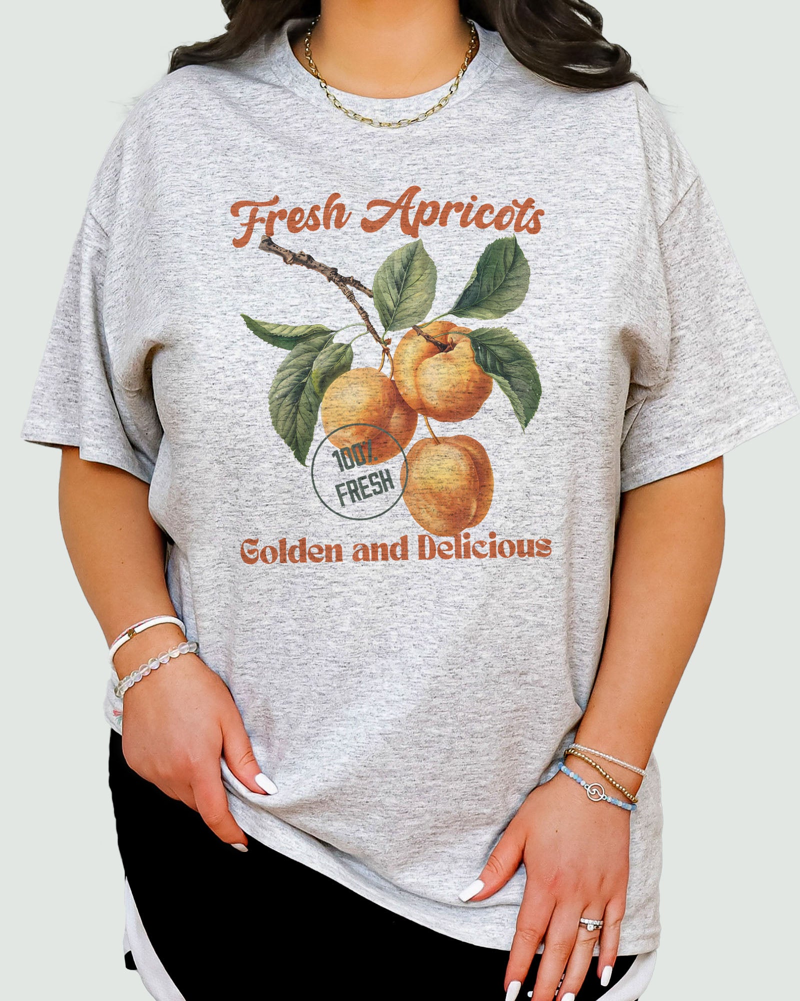 Apricots Commercial Graphic Shirt in ash gray color
