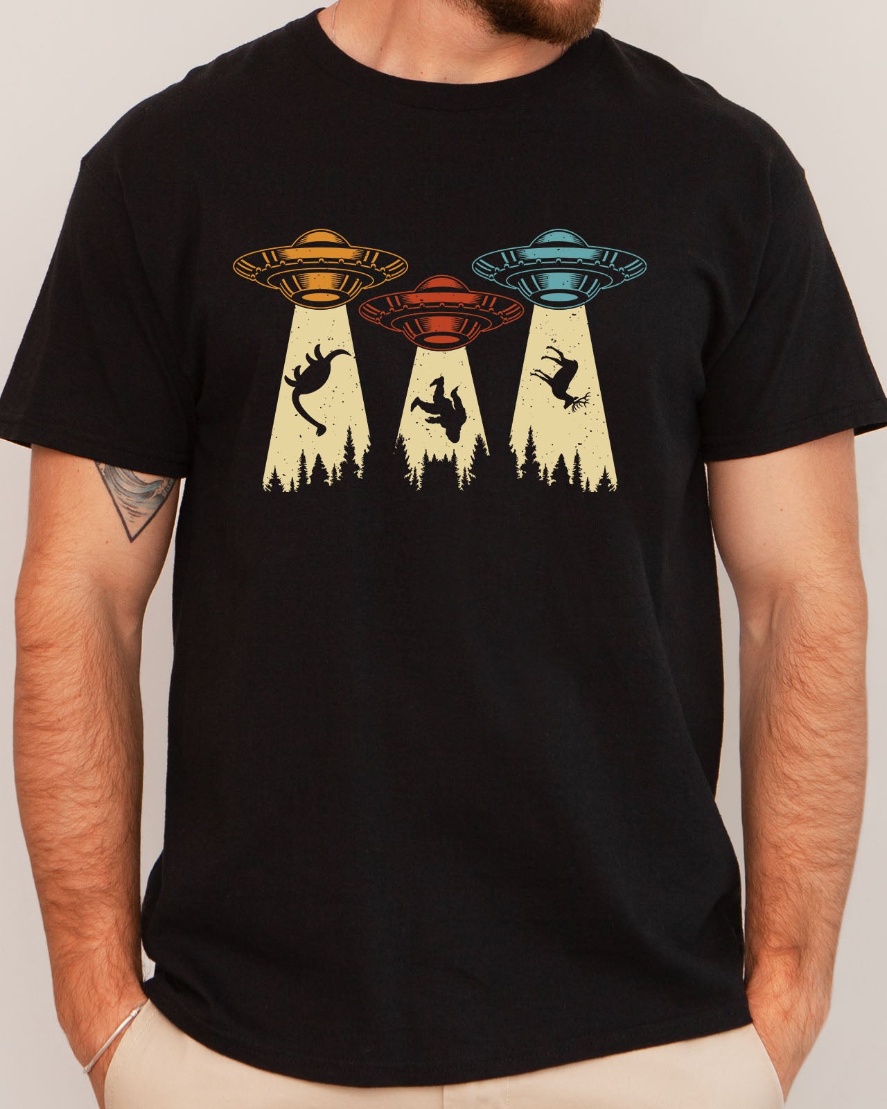 Dinosaur UFO Shirt in black color