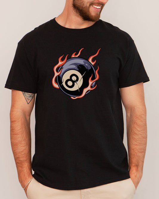 Flaming Eight Ball Shirt in black color