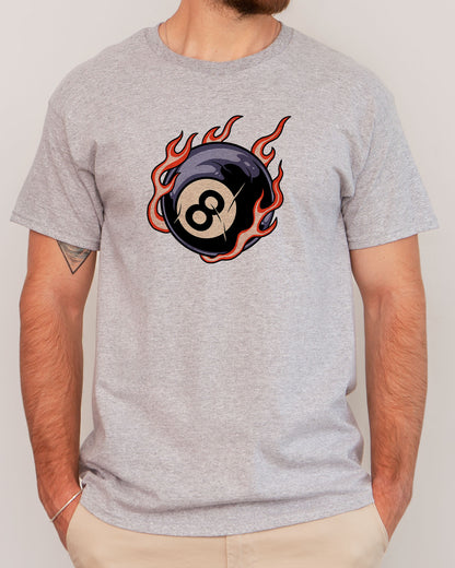 Flaming Eight Ball Shirt in sport grey color