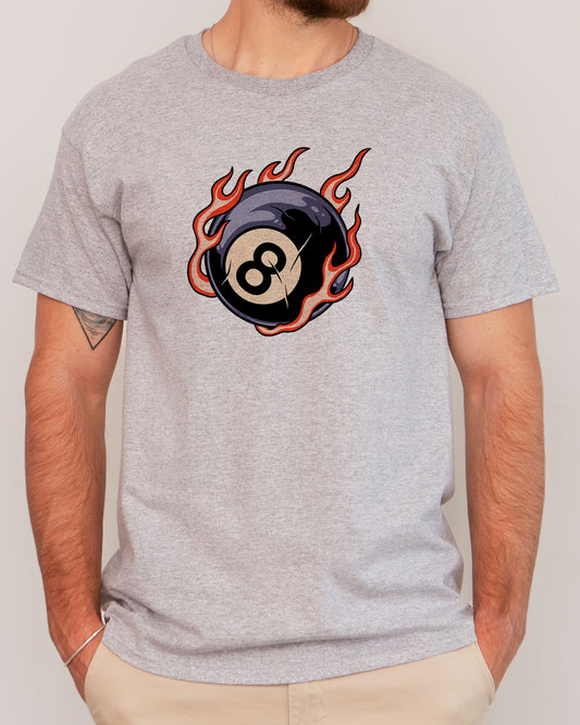 Flaming Eight Ball Shirt in sport grey color
