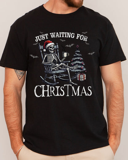 Just Waiting For Christmas shirt in black color