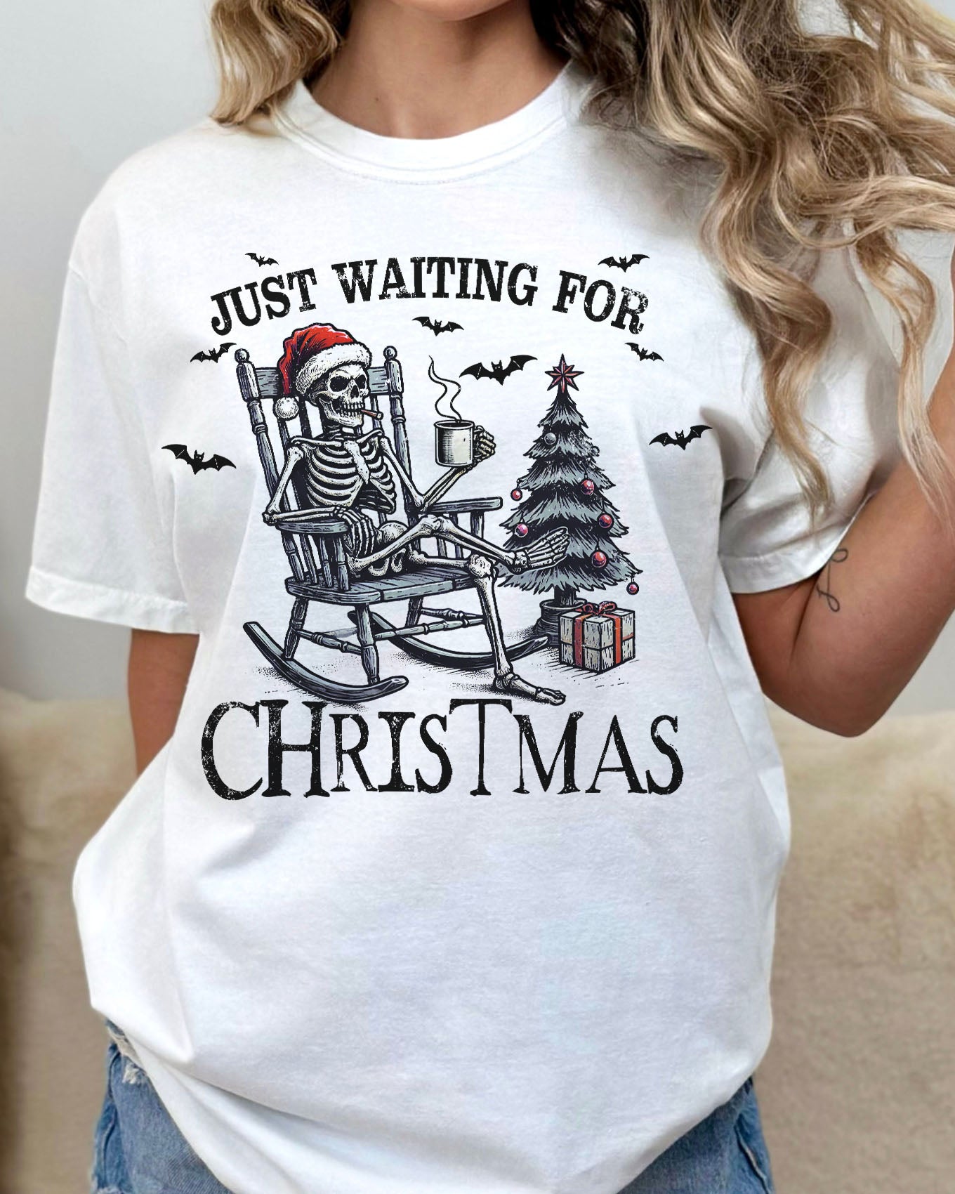 Just Waiting For Christmas shirt in white color