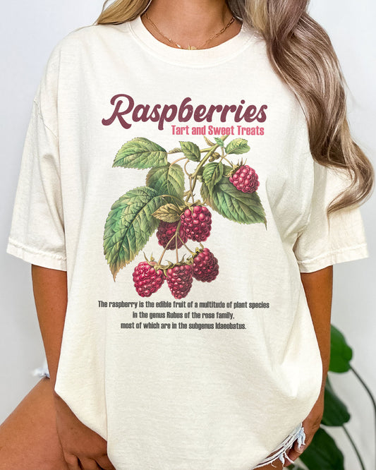 Retro graphic raspberry shirt in natural color