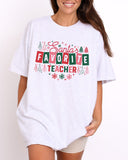 Santa's Favorite Teacher Shirt in ash grey color