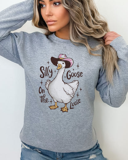 Silly Goose On The Loose Sweatshirt in sport grey color