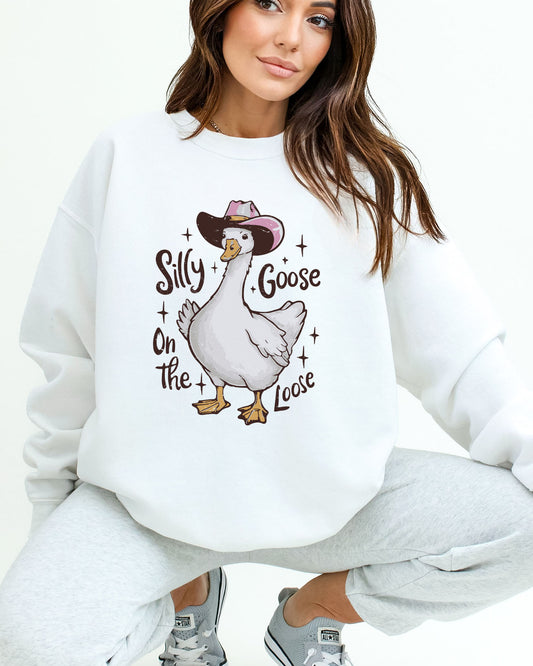 Silly Goose On The Loose Sweatshirt in white color