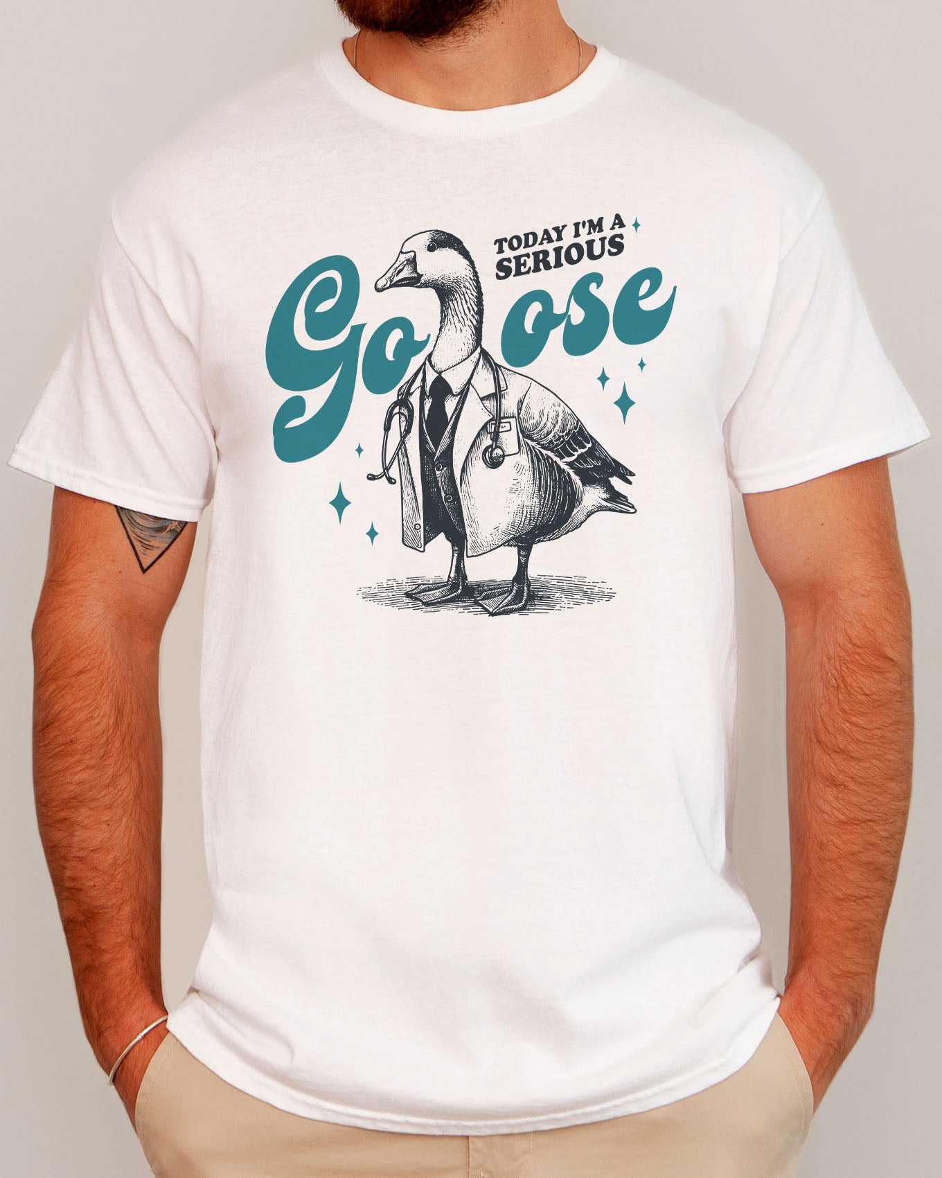 Today I'm A Serious Goose Shirt in white color with a funny retro graphic on front