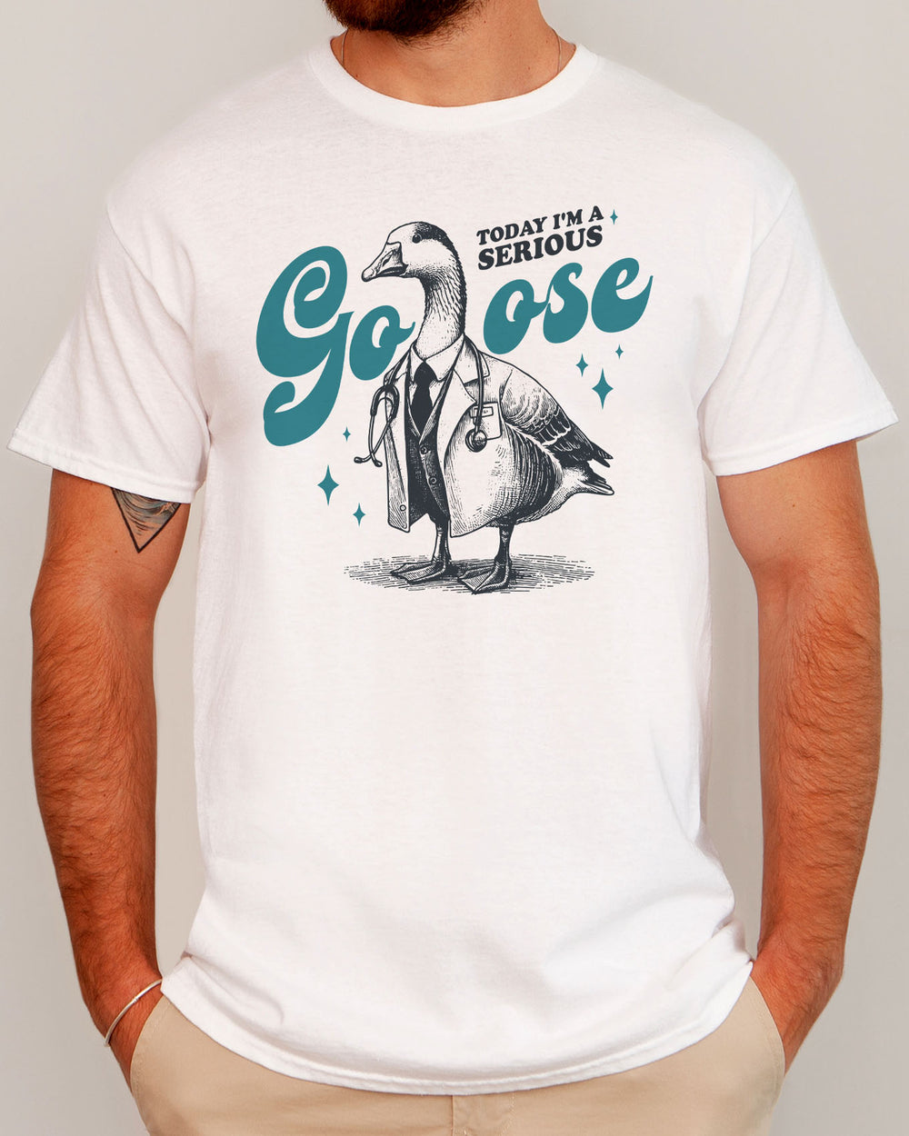 Today I'm A Serious Goose Shirt in white color with a funny retro graphic on front
