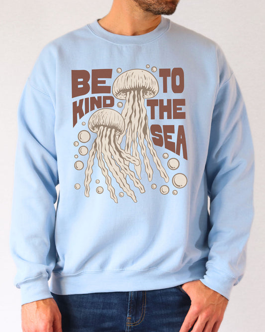 Be Kind To The Sea Sweatshirt - Light Blue