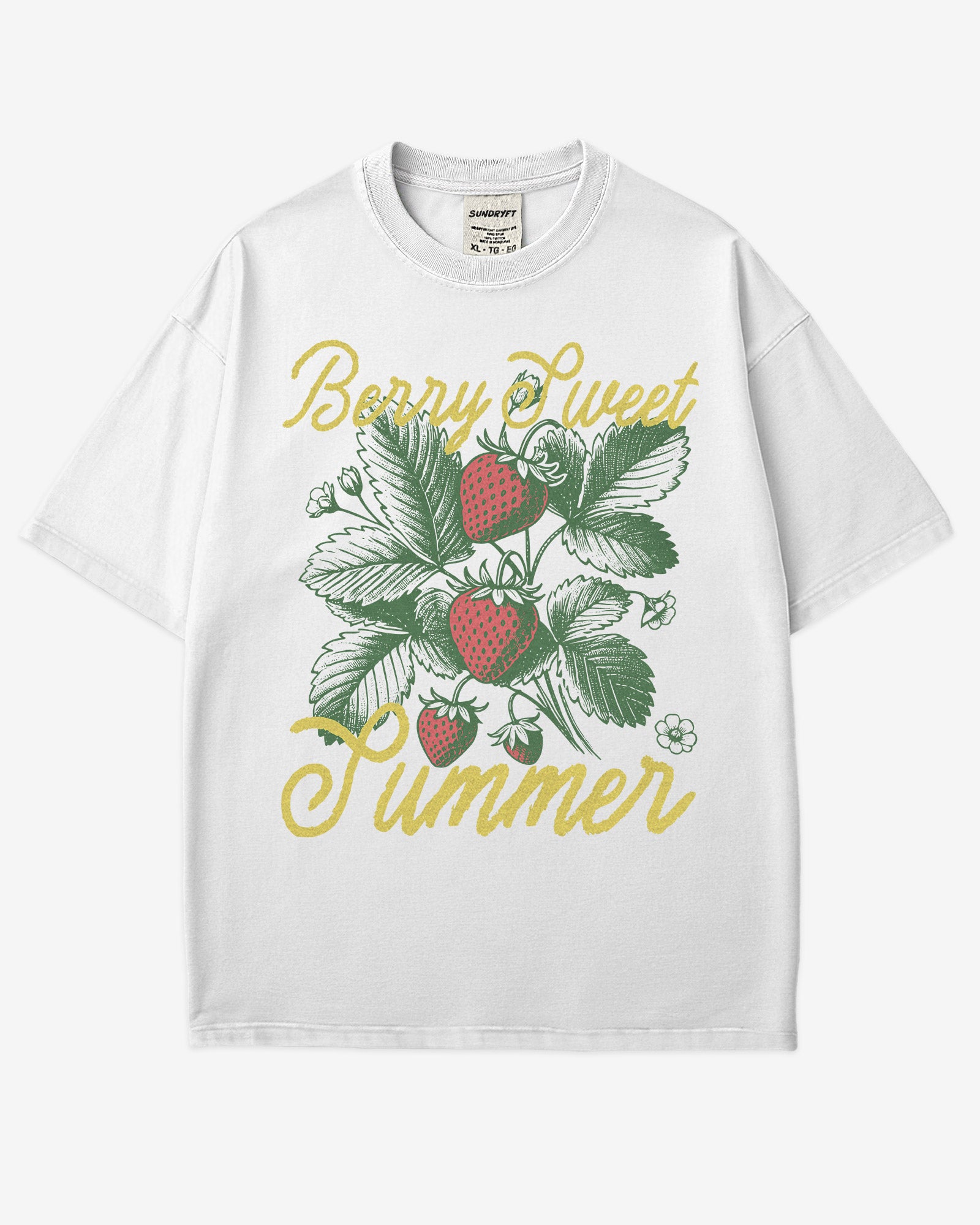 Berry Sweet Summer Shirt in white color with vintage faded strawberry graphic on soft retro cotton tee