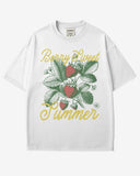 Berry Sweet Summer Shirt in white color with vintage faded strawberry graphic on soft retro cotton tee