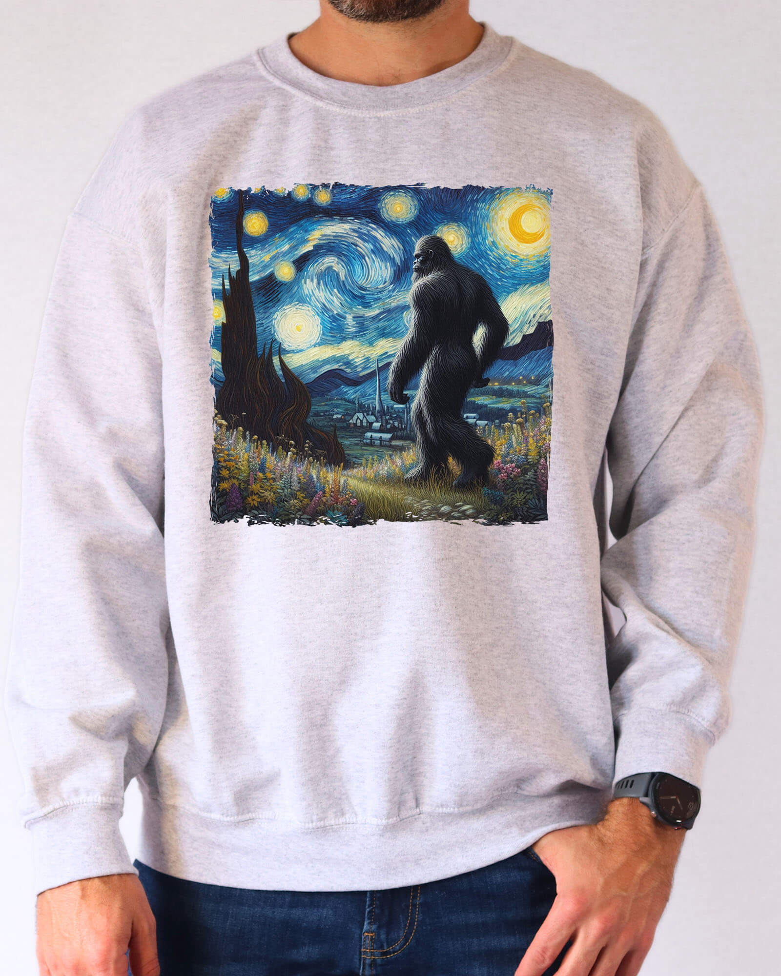 Bigfoot Starry Night Sweatshirt - Ash