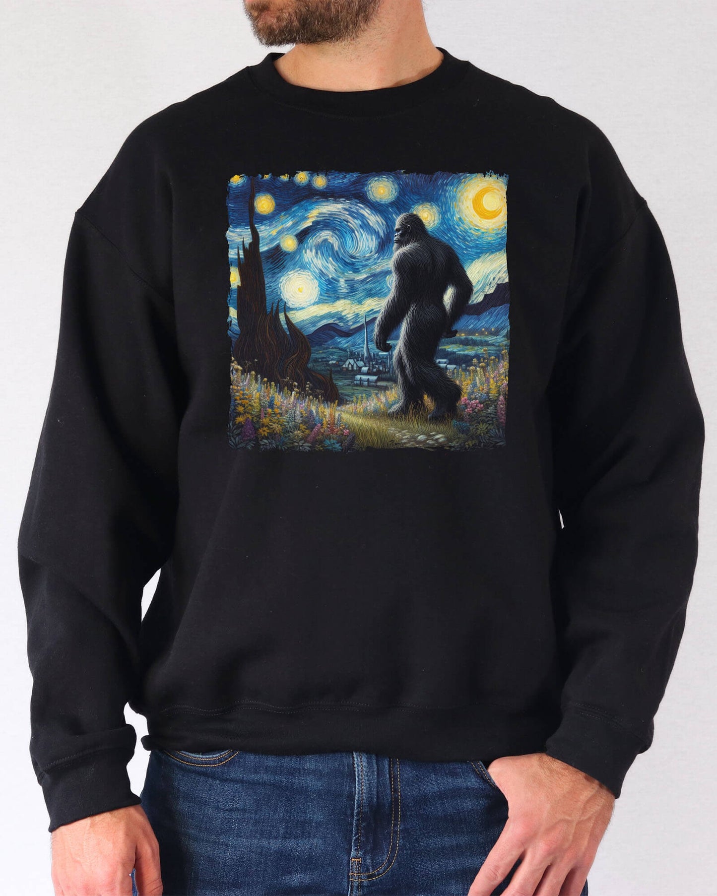 Bigfoot Starry Night Sweatshirt - Black