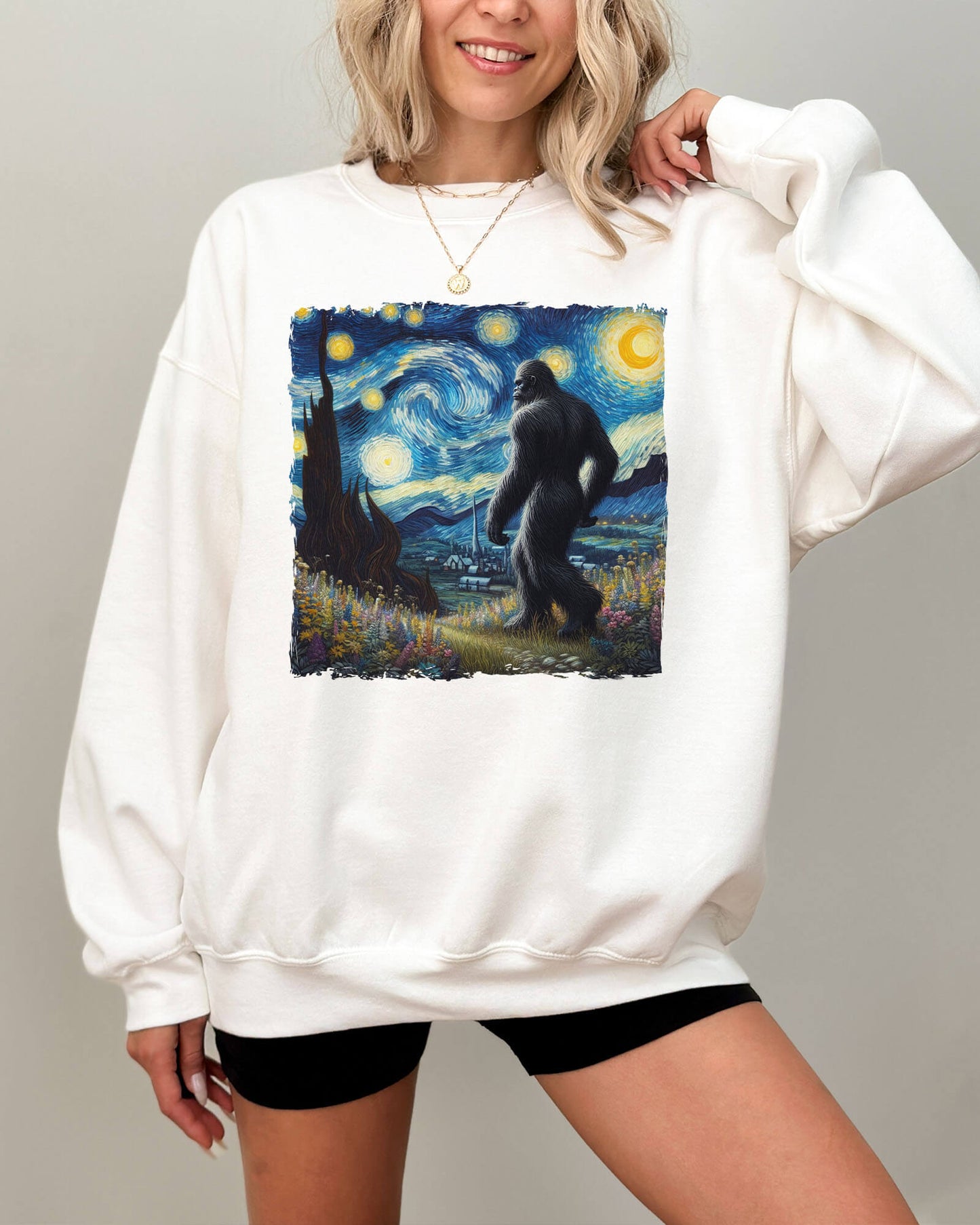 Bigfoot Starry Night Sweatshirt - White