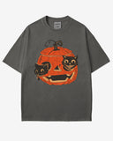 pepper-colored Black Cats in Pumpkin Shirt – retro graphic tee with two black cats inside a carved Halloween pumpkin