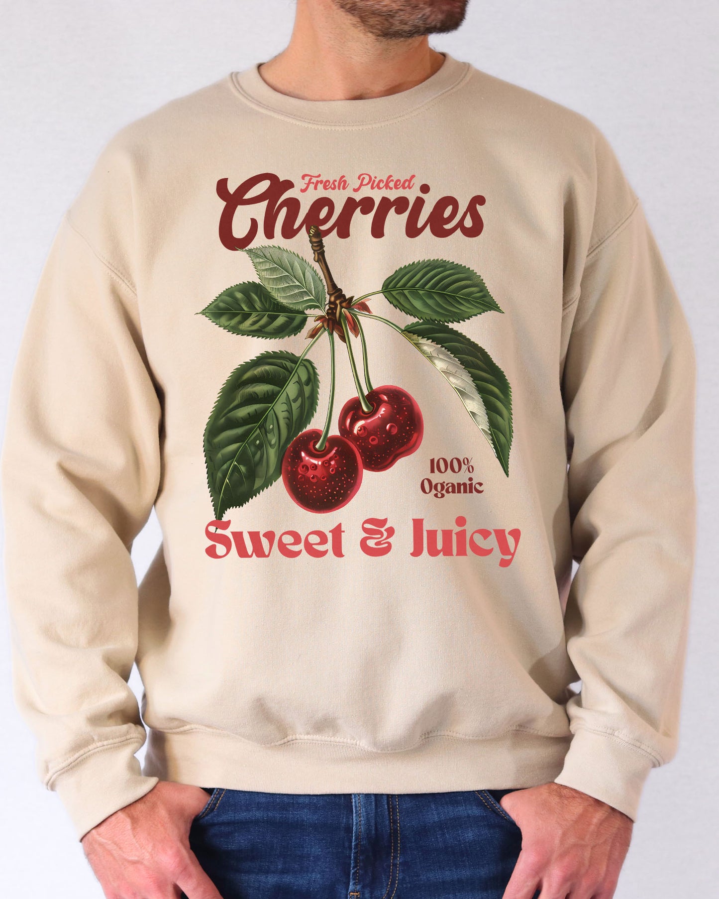 Cherries Graphic Sweatshirt - Sand