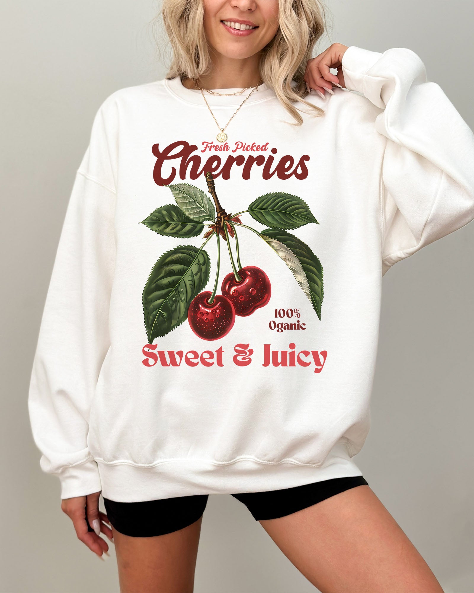 Cherries Graphic Sweatshirt - White