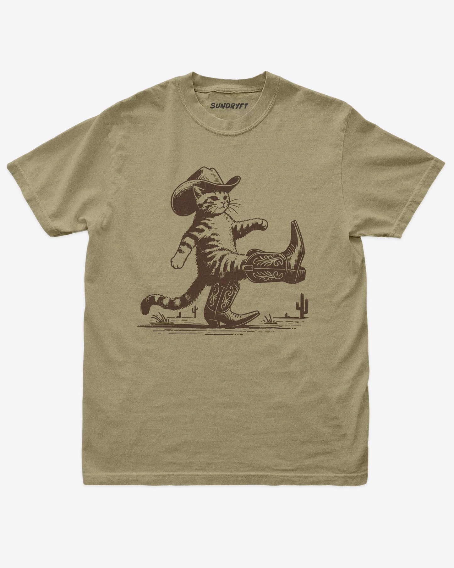 Cowboy Cat graphic tee in khaki