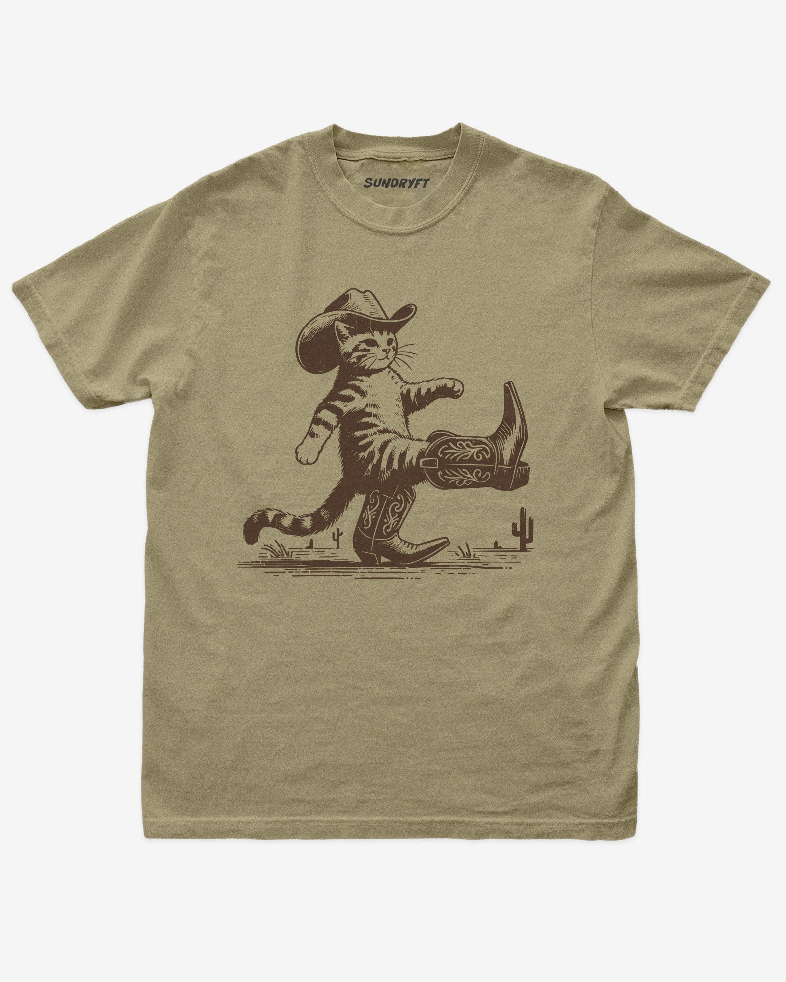 Cowboy Cat graphic tee in khaki