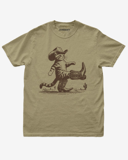 Cowboy Cat graphic tee in khaki