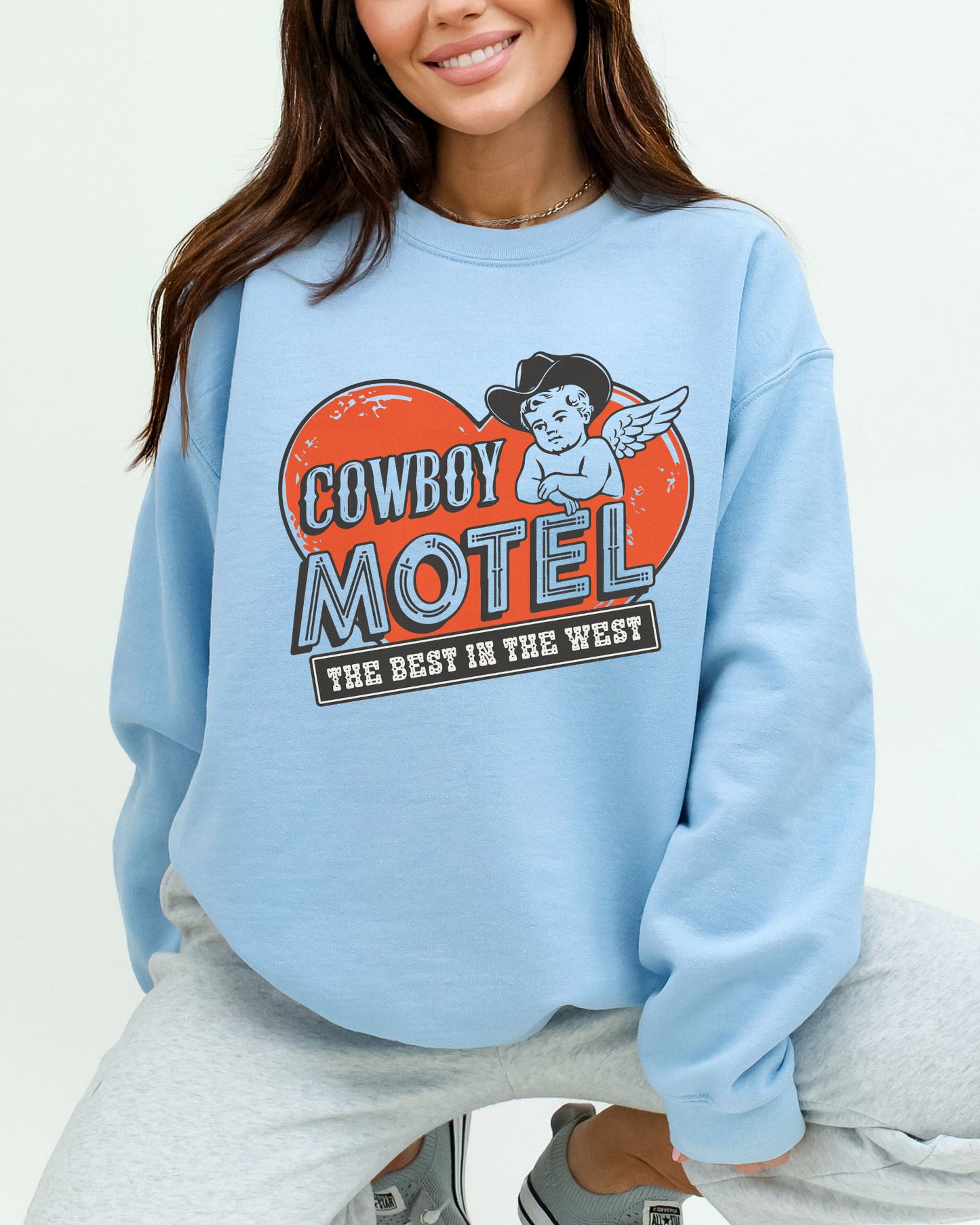 Cowboy Motel Sweatshirt - Light Blue