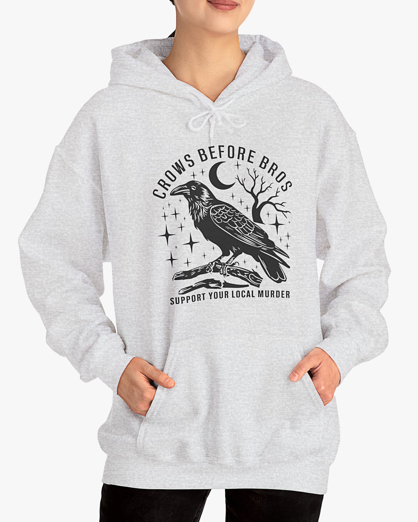 crows before bros hoodie in ash gray color