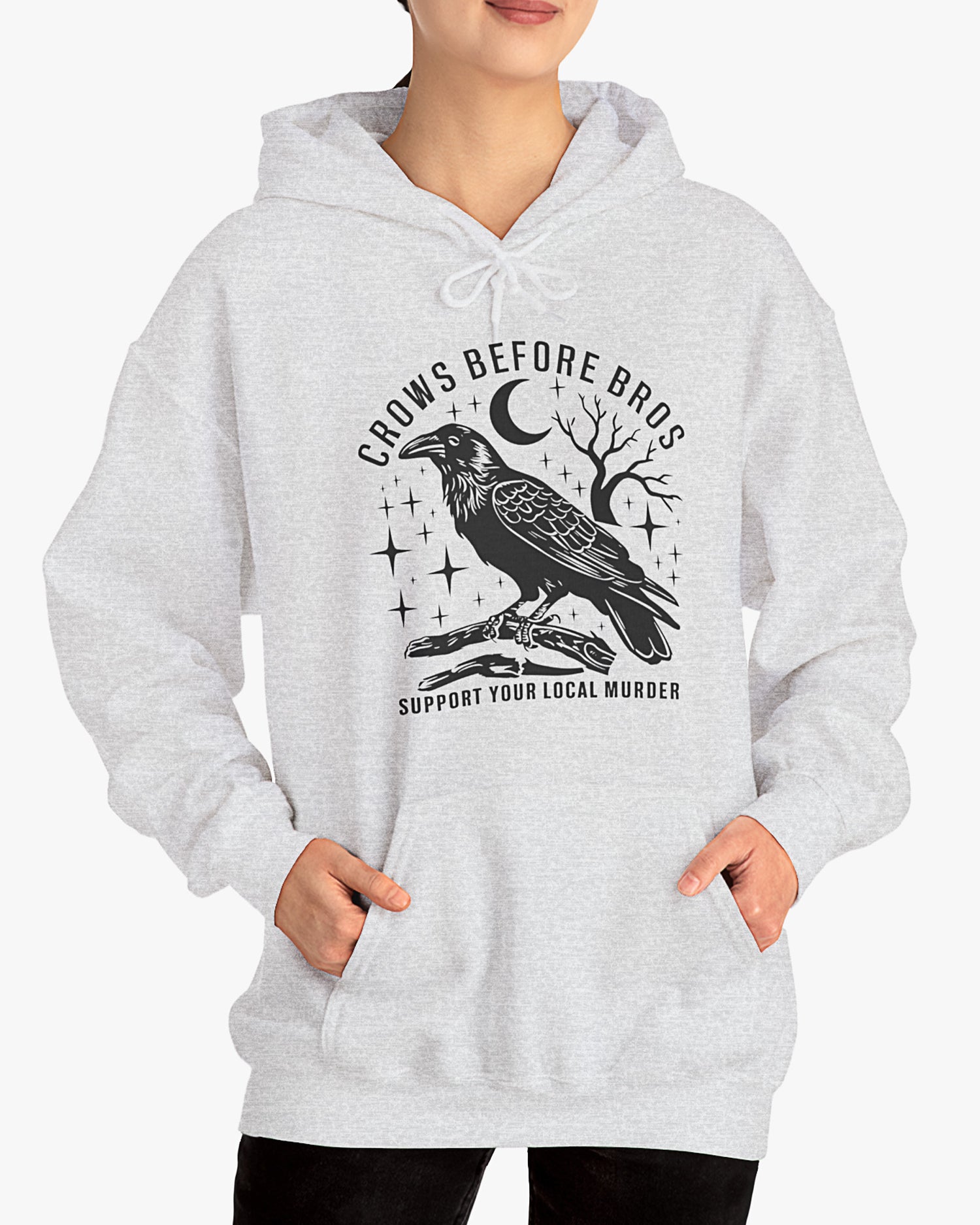 crows before bros hoodie in ash gray color